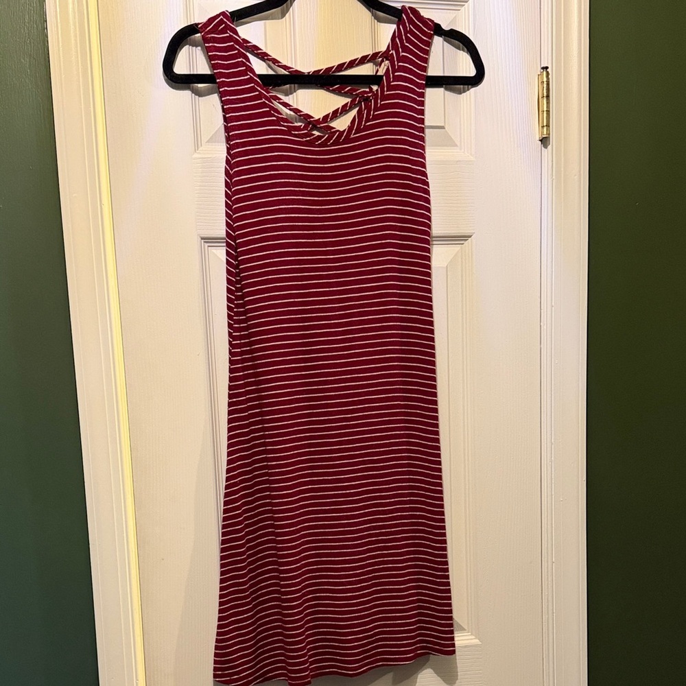 Olivia Rae Red and White Striped Midi Dress